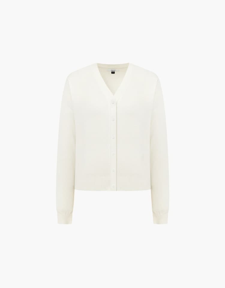 v neck knit cardigan - ivory