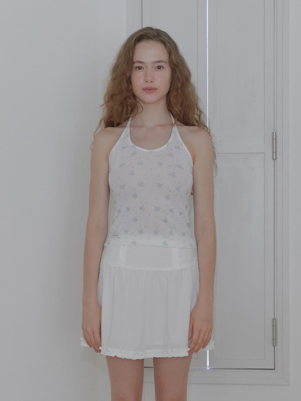 FLORAL HALTER TOP (LIGHT BLUE)