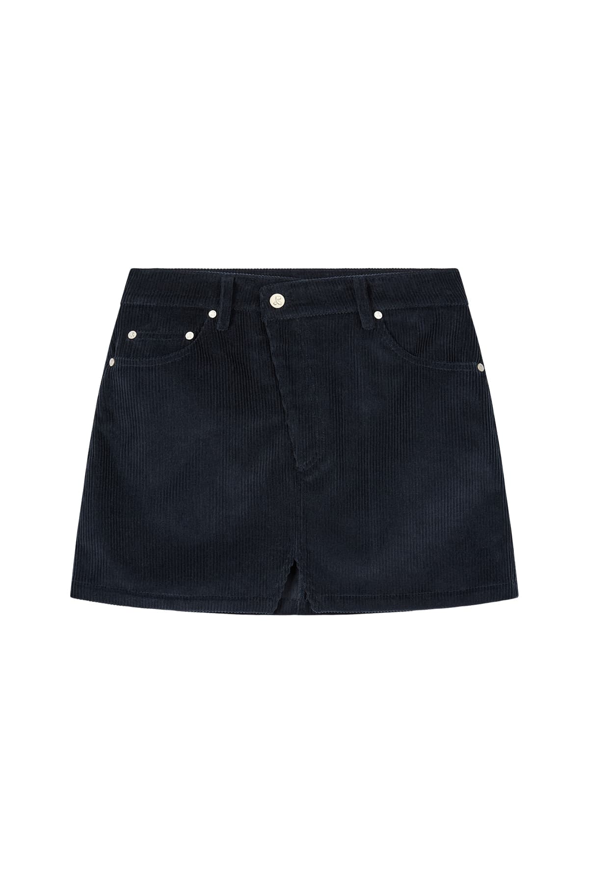 CORDUROY UNBALANCE SKIRT - NAVY