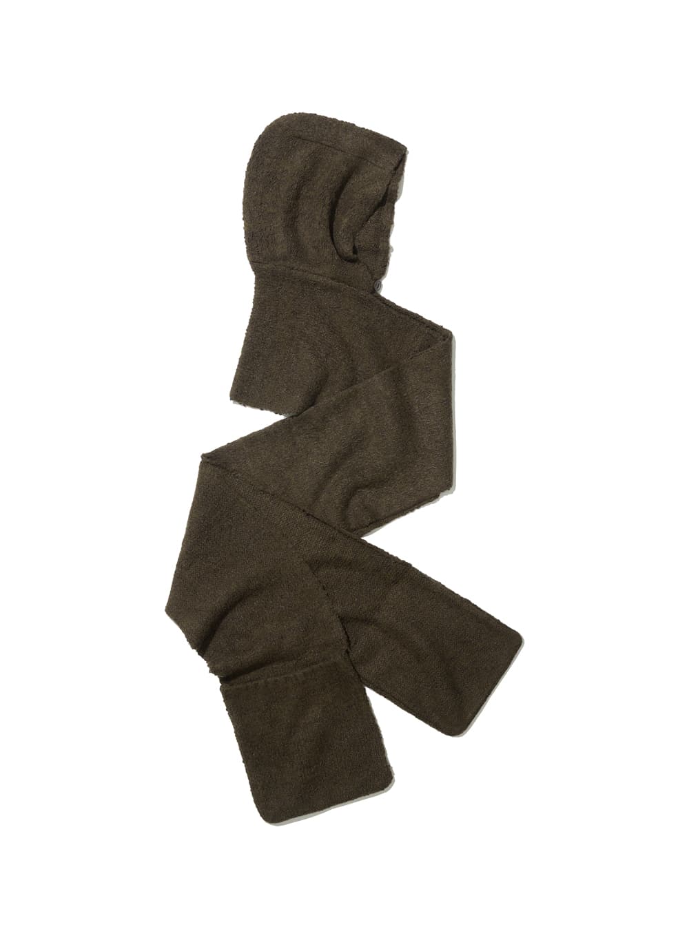 HOODED POCKET KNIT MUFFLER_BROWN