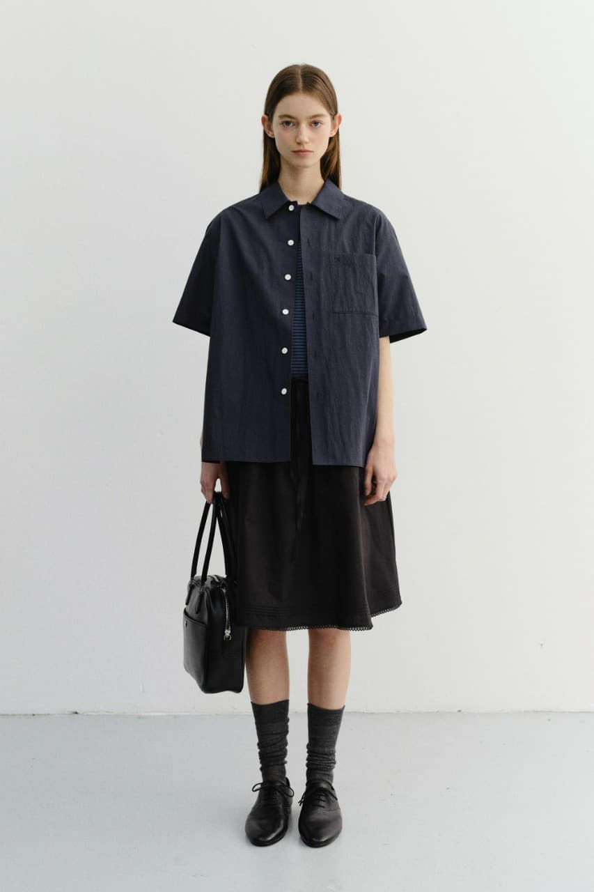 UNISEX OPEN COLLARED SHIRT NAVY_UDSH6B130N2