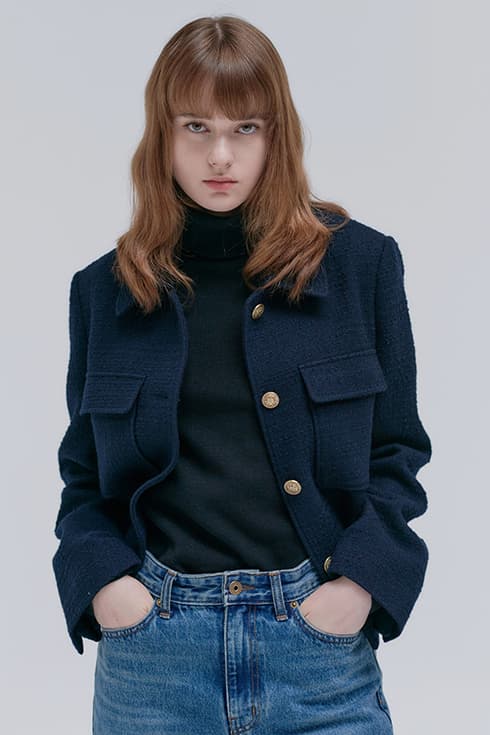 23FN tweed casual crop jacket [NA]