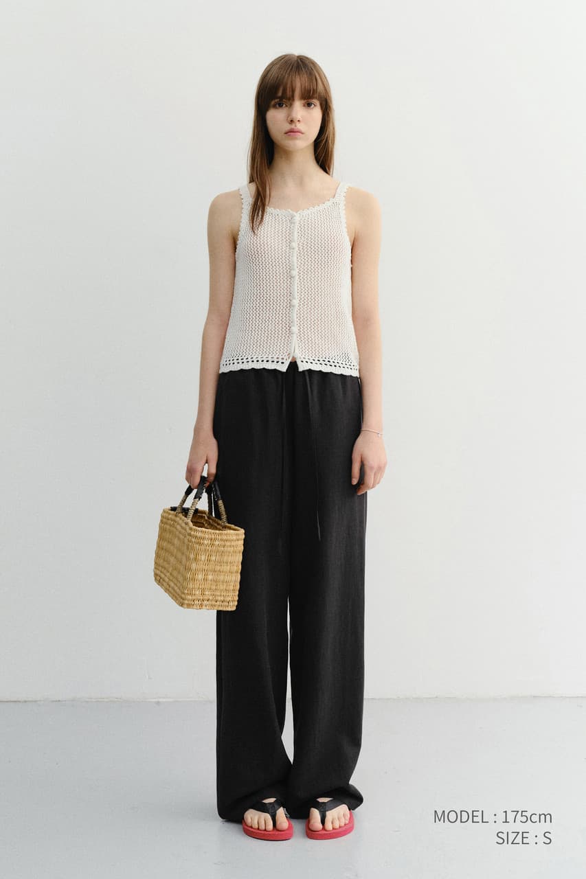 CROCHET BUSTIER KNIT TOP IVORY_UDSW6B232IV