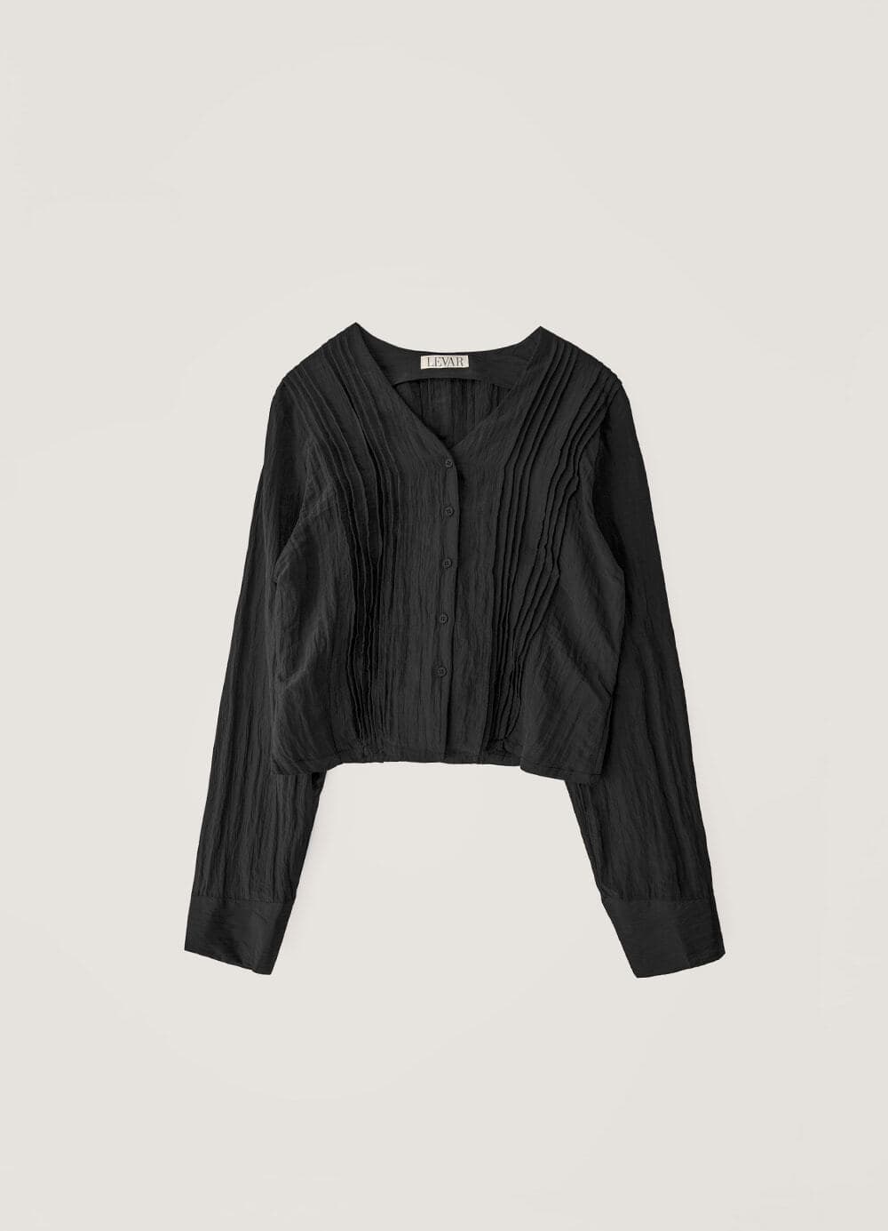 Strap Pintuck Blouse - Black