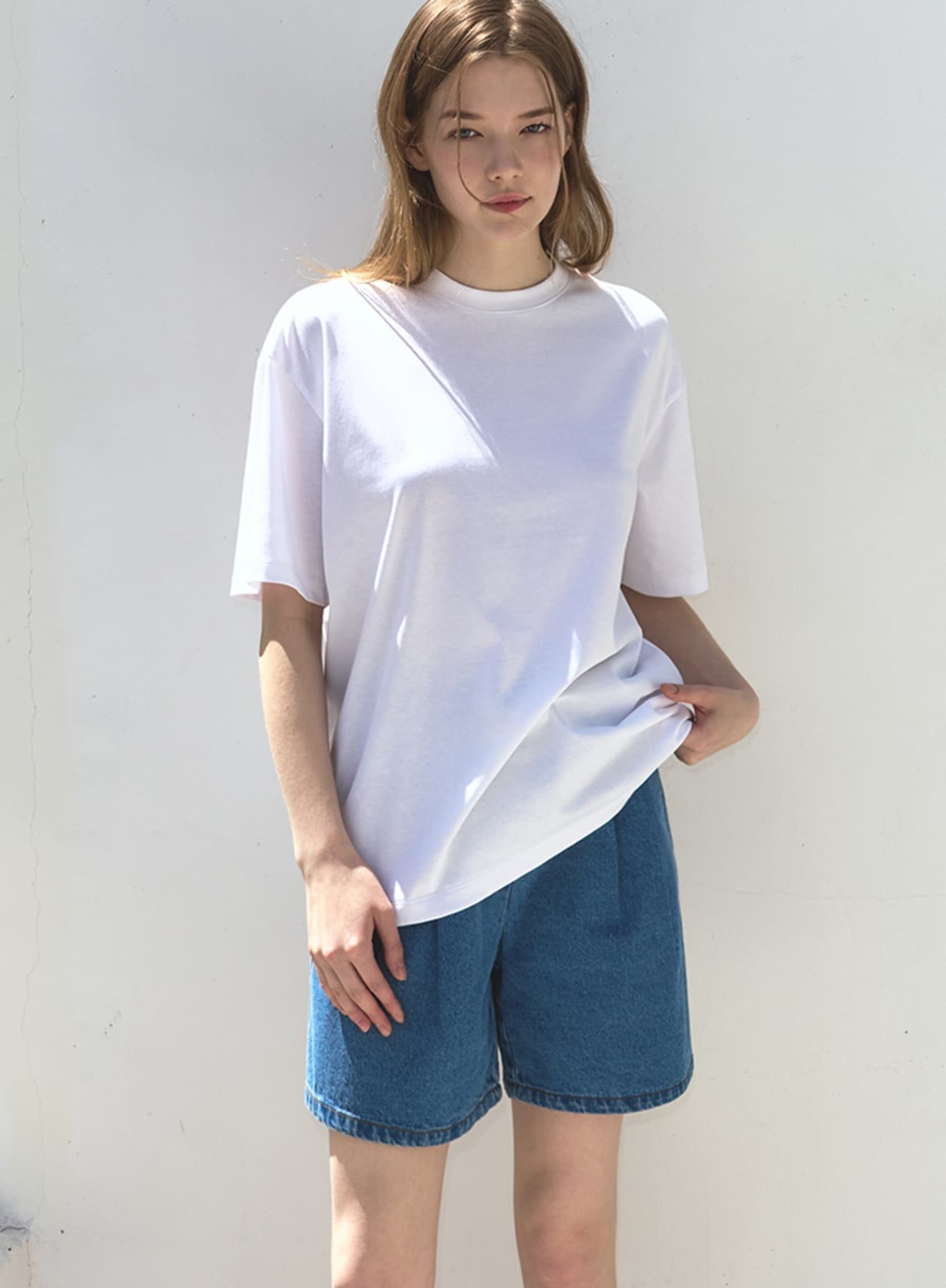 수피마 실켓 오버핏 반팔 티셔츠 [WHITE]