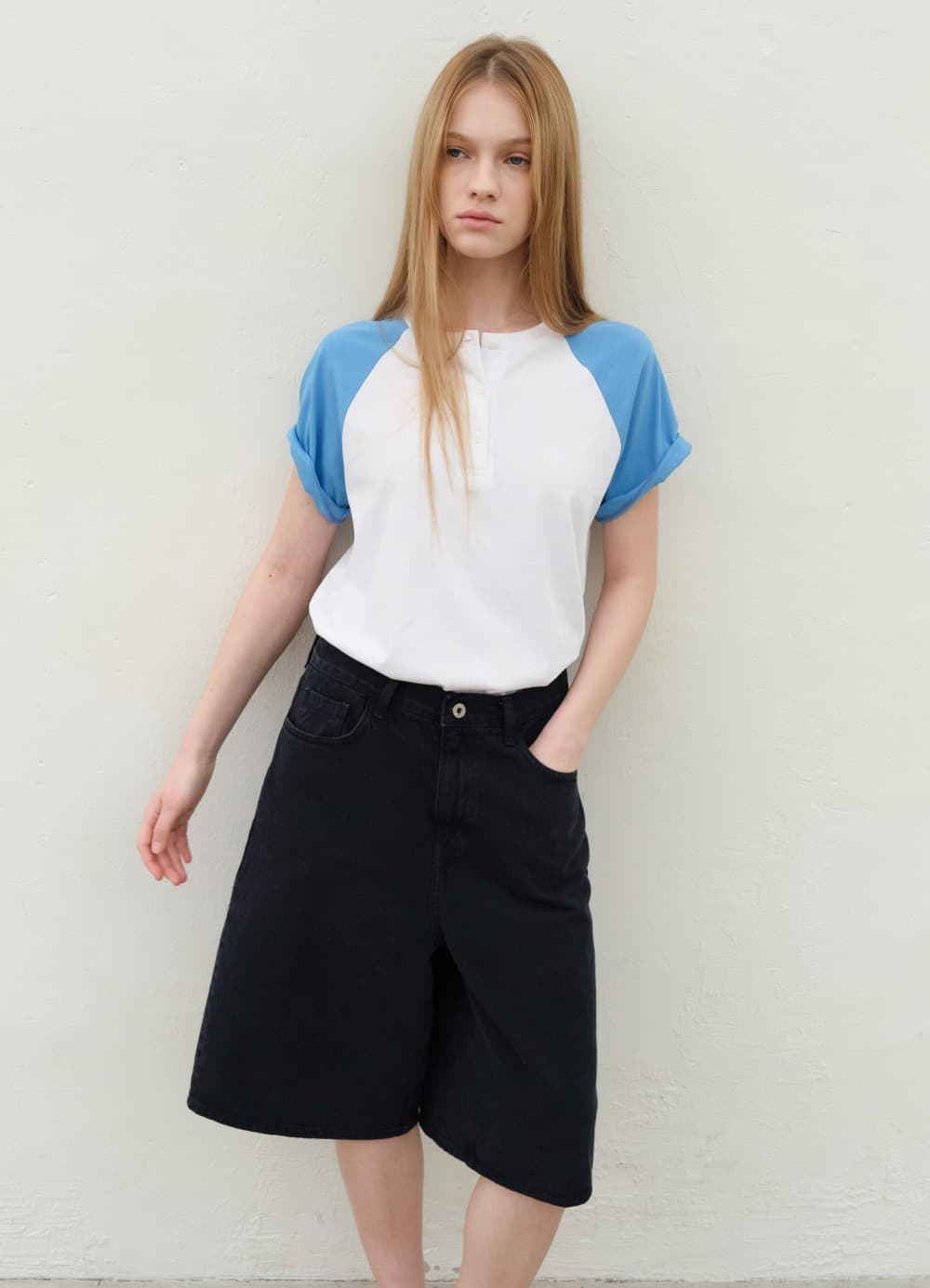 Weekend Raglan Henley T-shirt - White