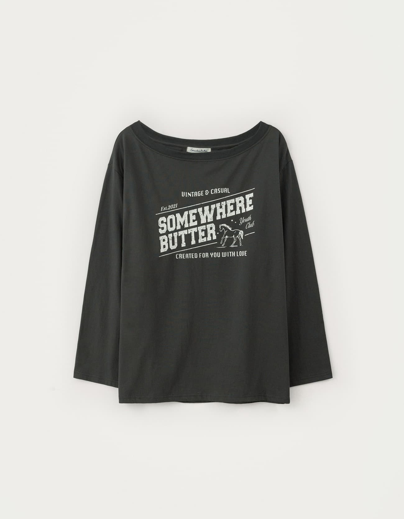 Vintage Horse Long Top - Charcoal