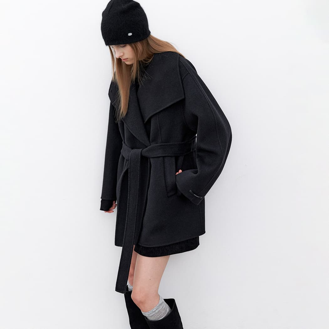 (Z-CT-1460)TOQUE WOOL HANDMADE HALF COAT S