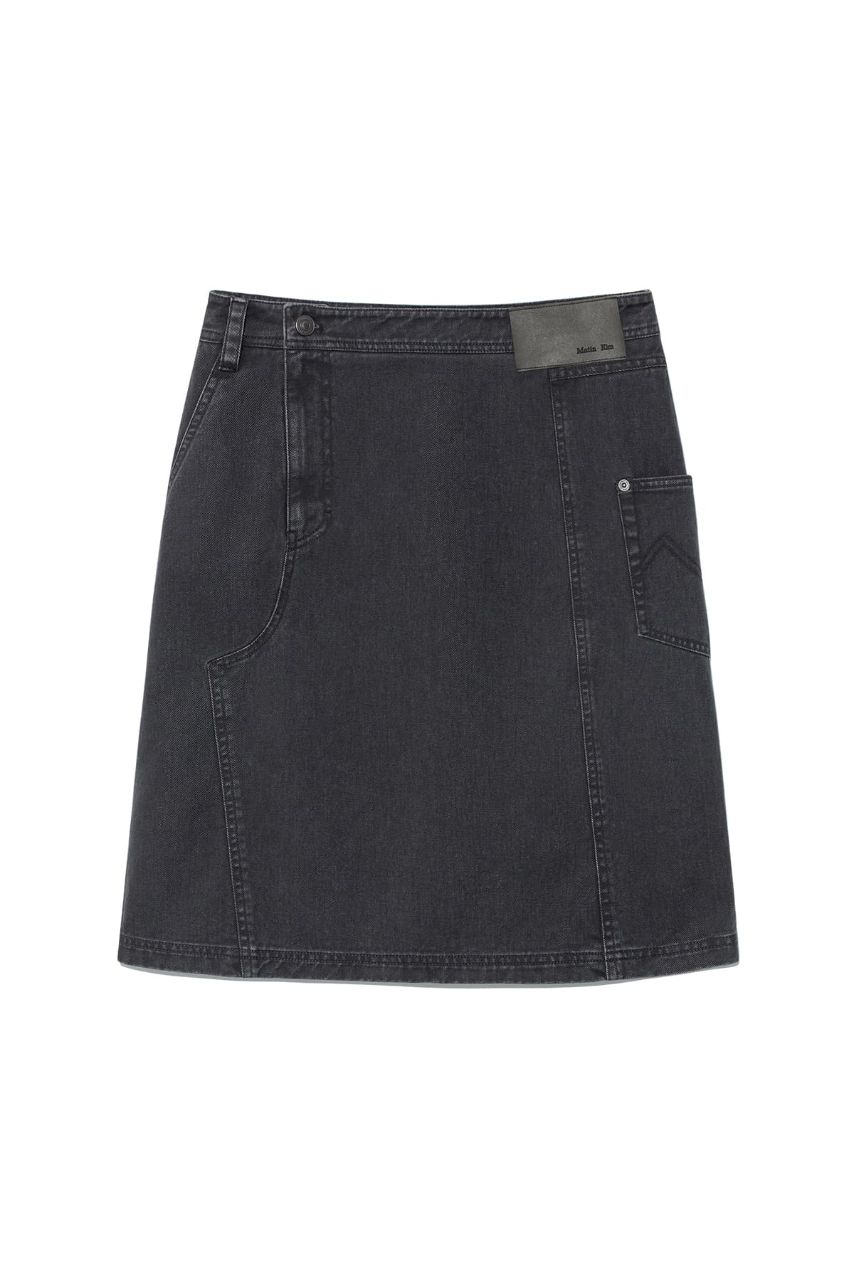 SIDE POCKET POINT MIDI SKIRT IN CHARCOAL