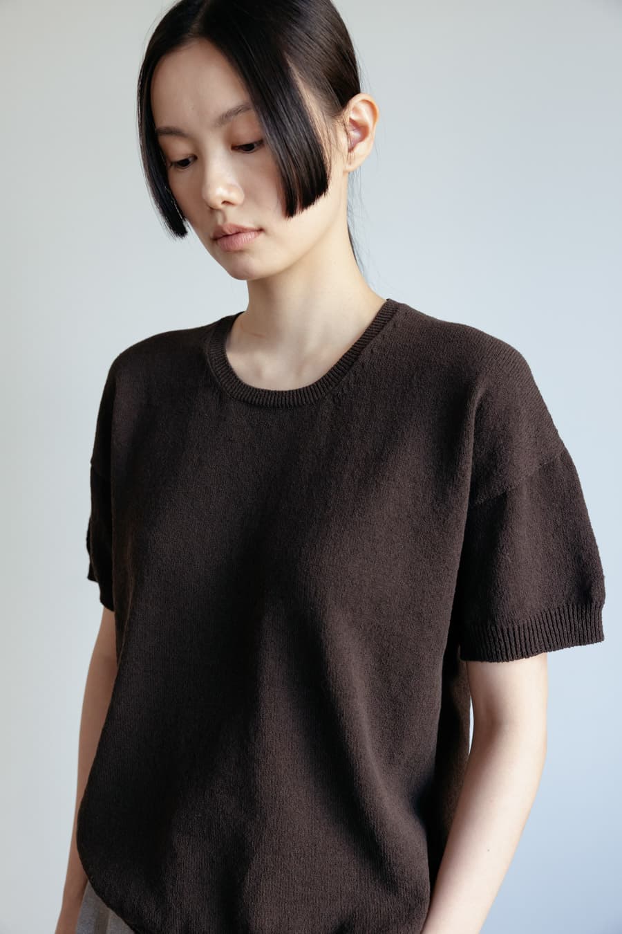 Wholegarment Boucle Half Knit (Brown)