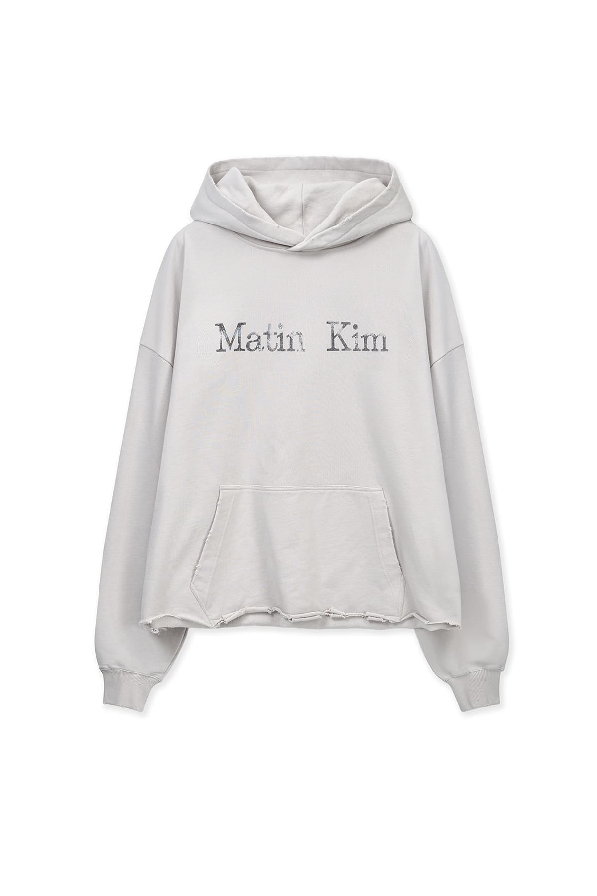 RAW EDGE HEM SWEAT HOODY IN LIGHT BEIGE