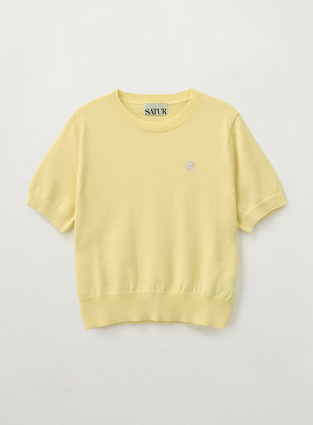 (W) Classic Crew Neck Half Knit - Yellow