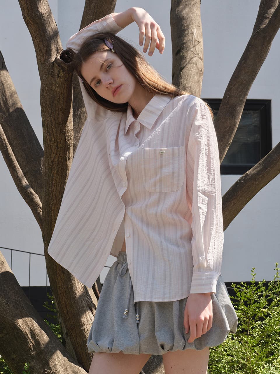 NATURAL STRIPE SHIRT (PINK)