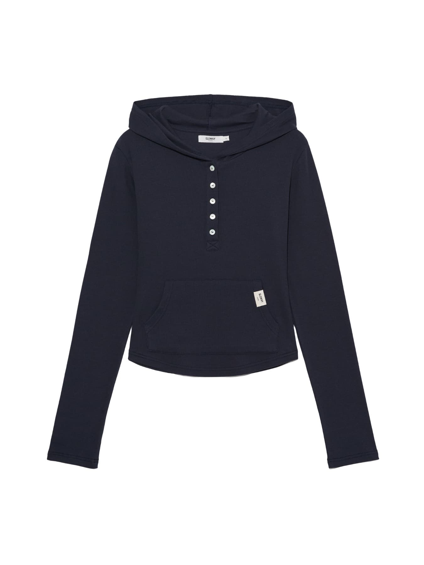 G FINE BUTTON HOODIE (NAVY)