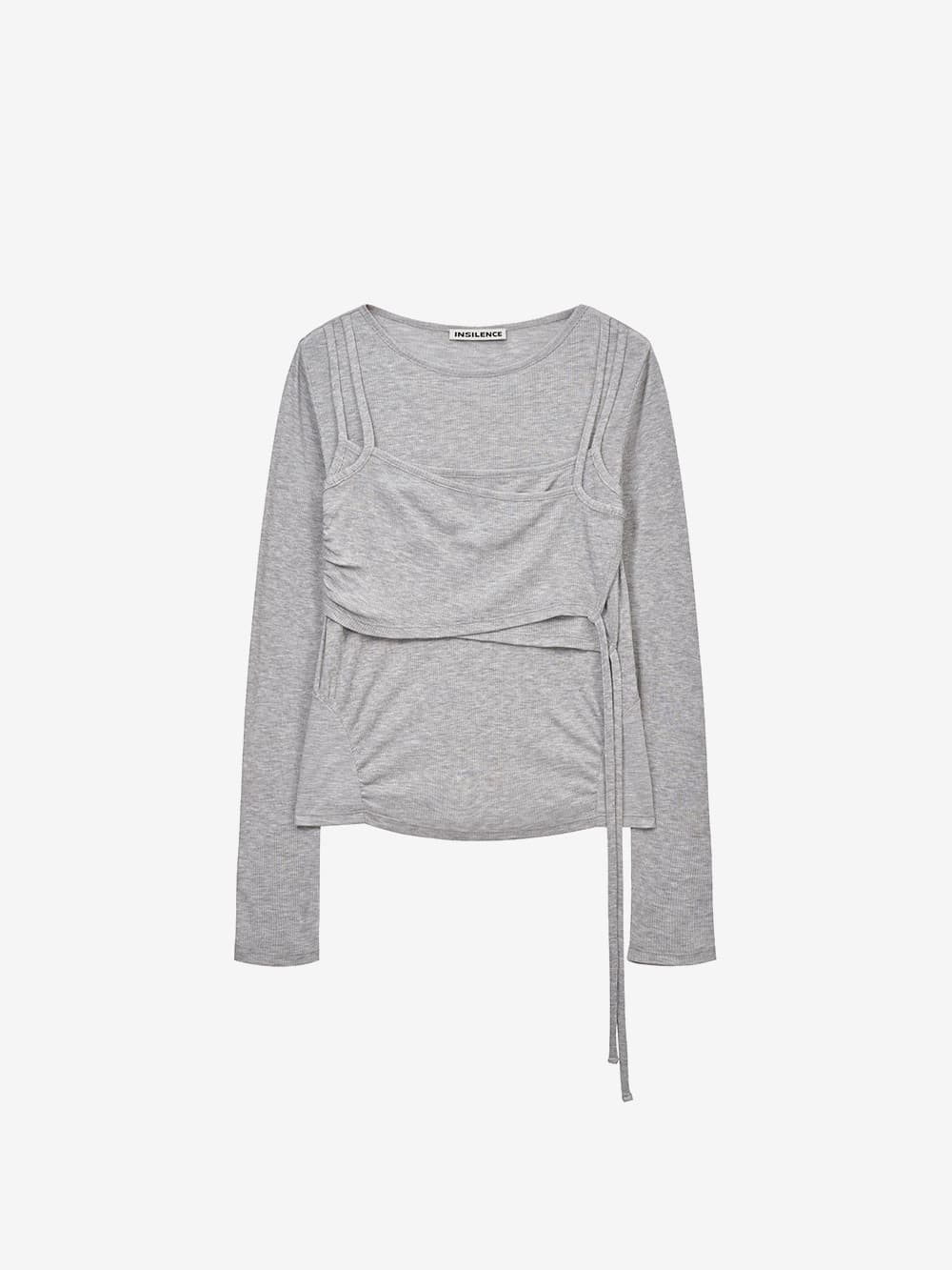 레이어드 디자인 탑 MELANGE GREY