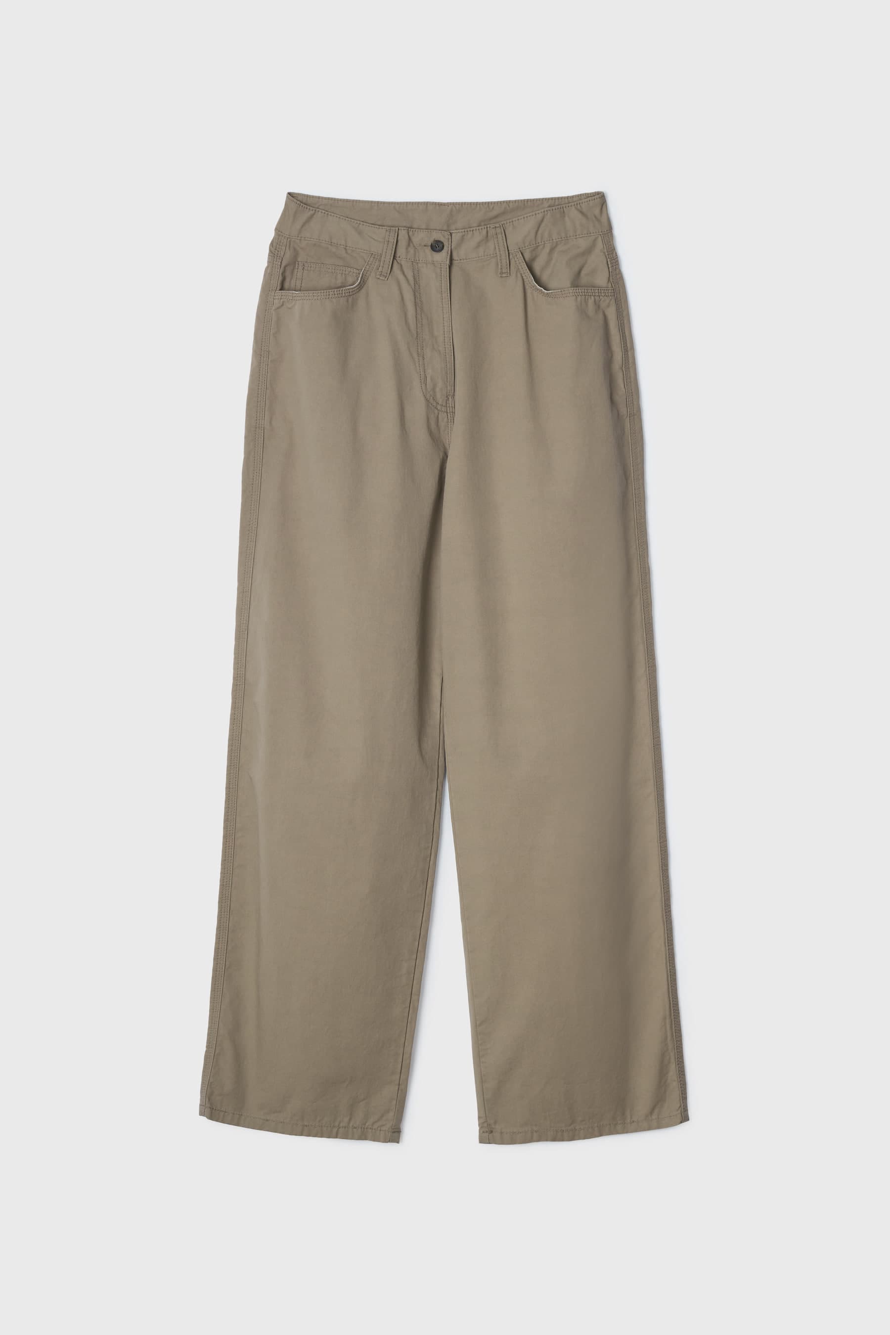 Washed Cotton Pants (Beige)
