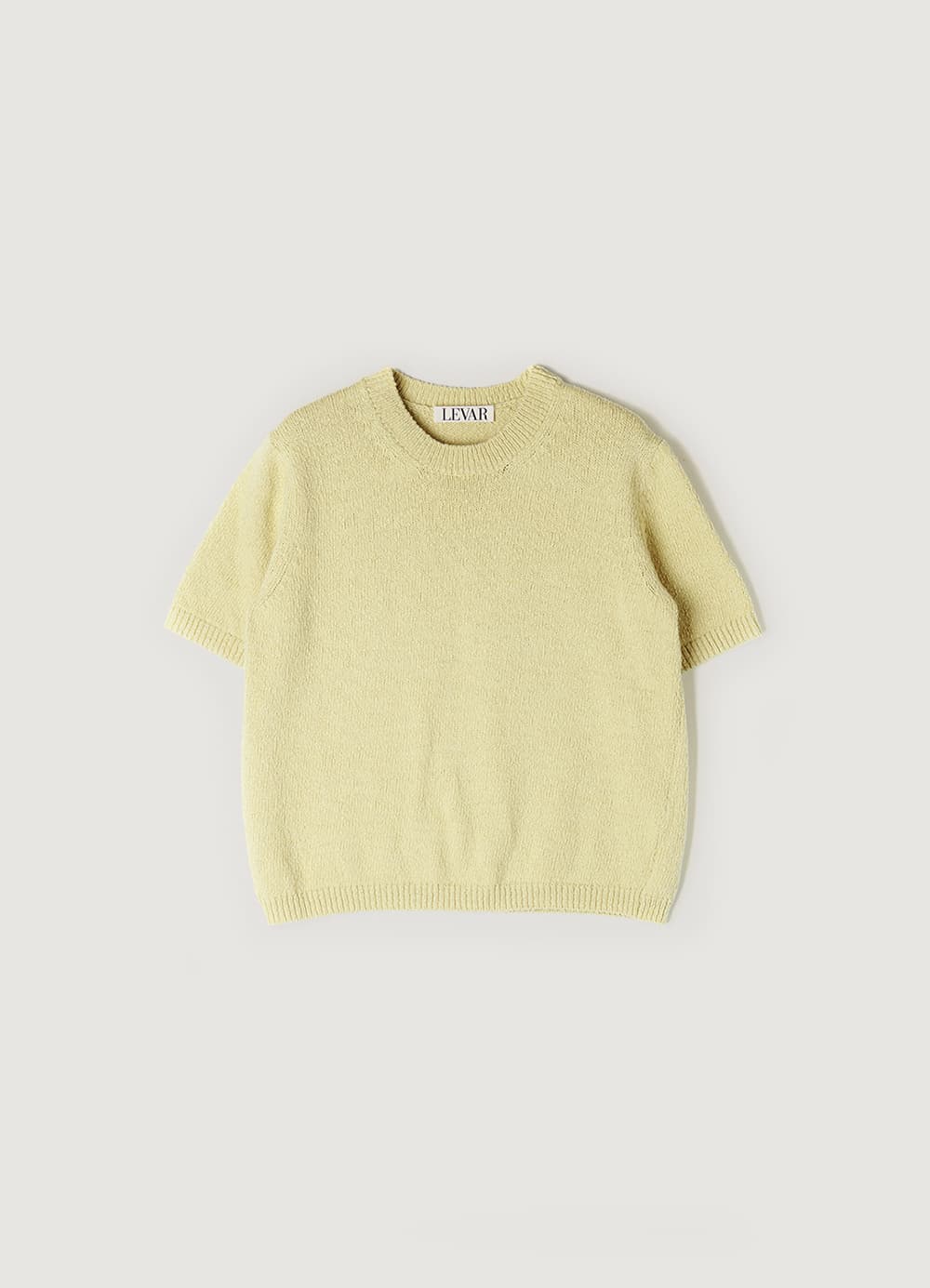 Half-Sleeve Boucle Knit Top - Mustard