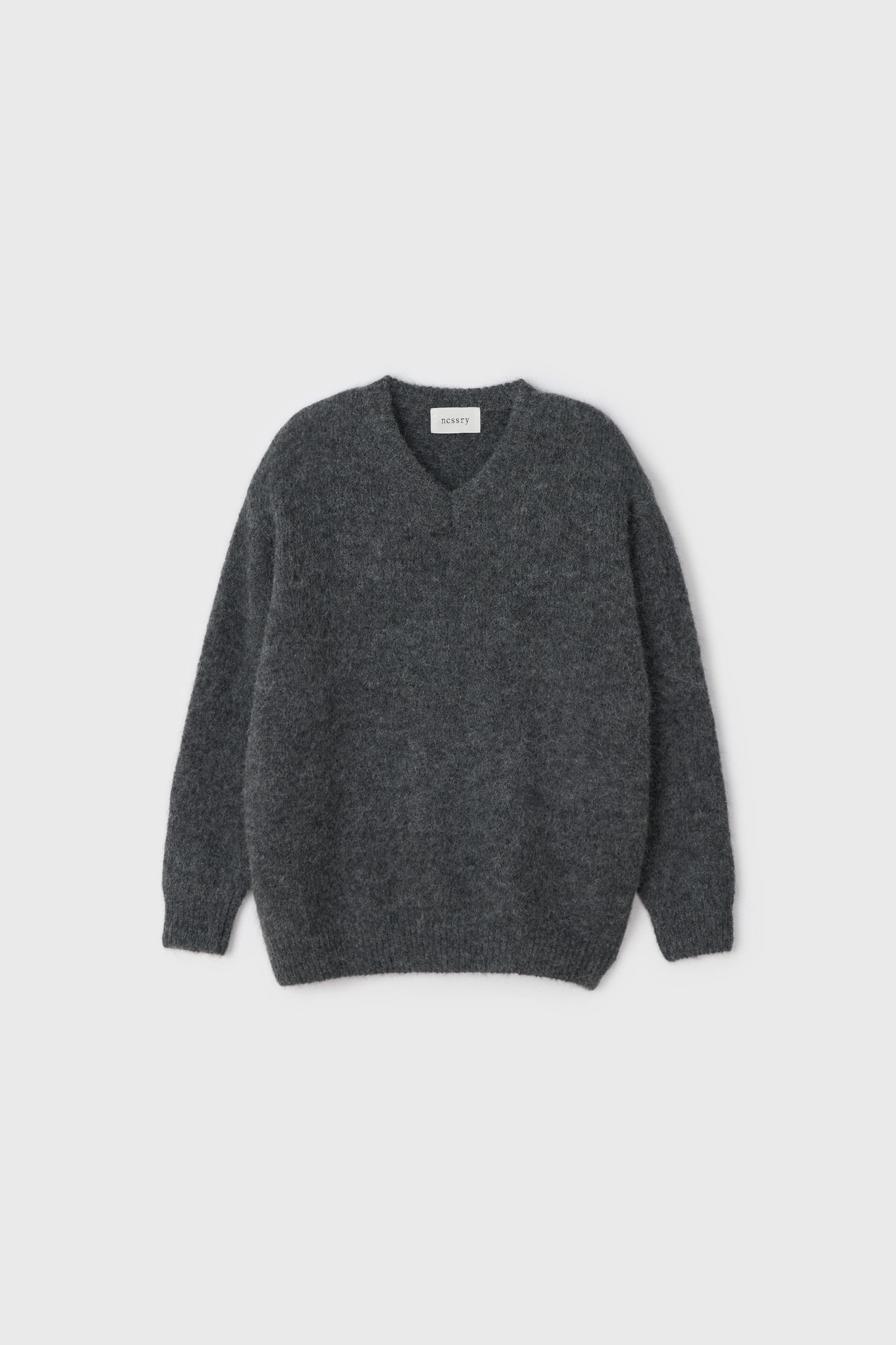 Alpaca V-Neck Knit (Charcoal)