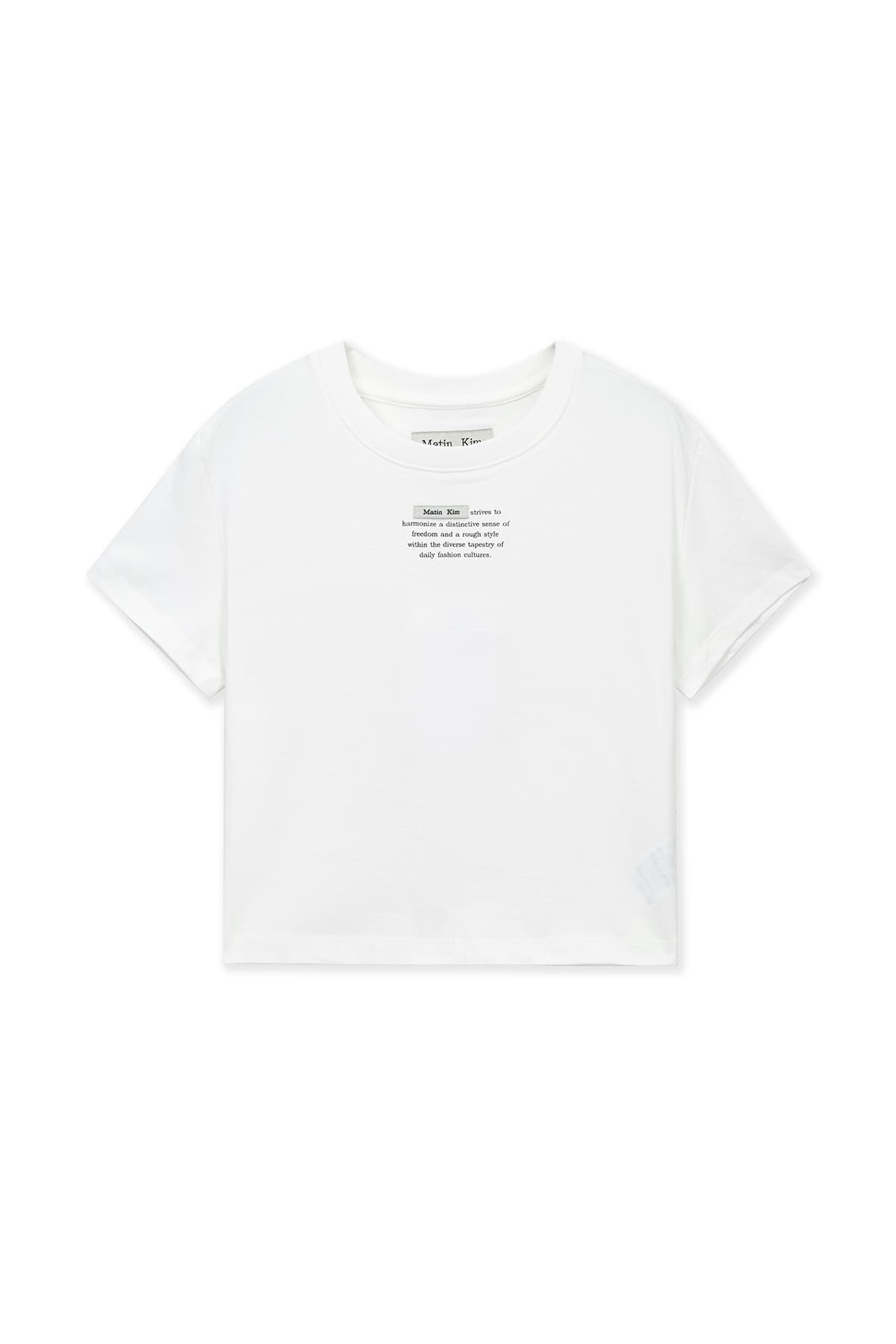 LABEL POINT LETTERING CROP TOP IN WHITE