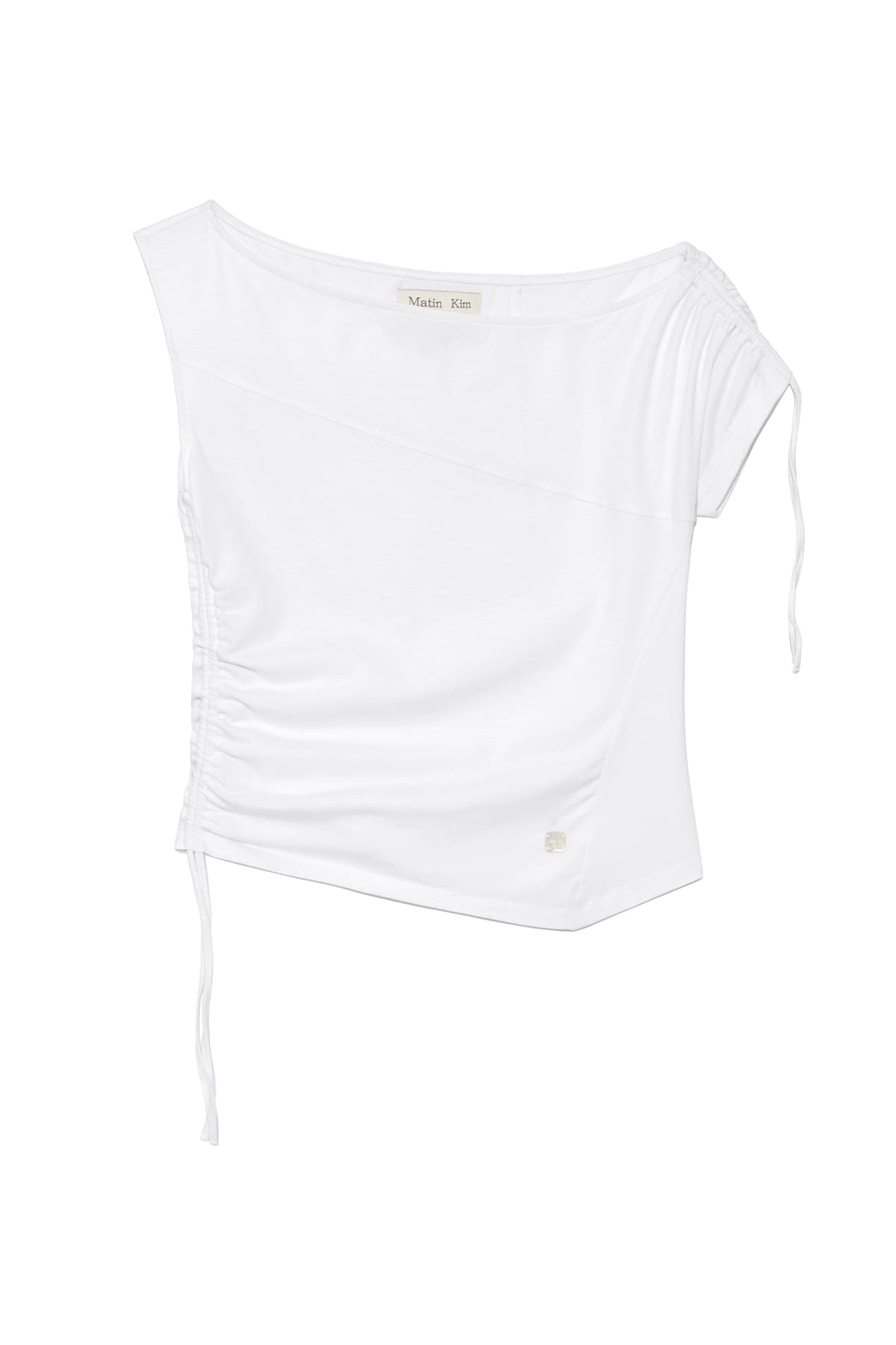 STRING OFF SHOULDER SLIM TOP IN WHITE