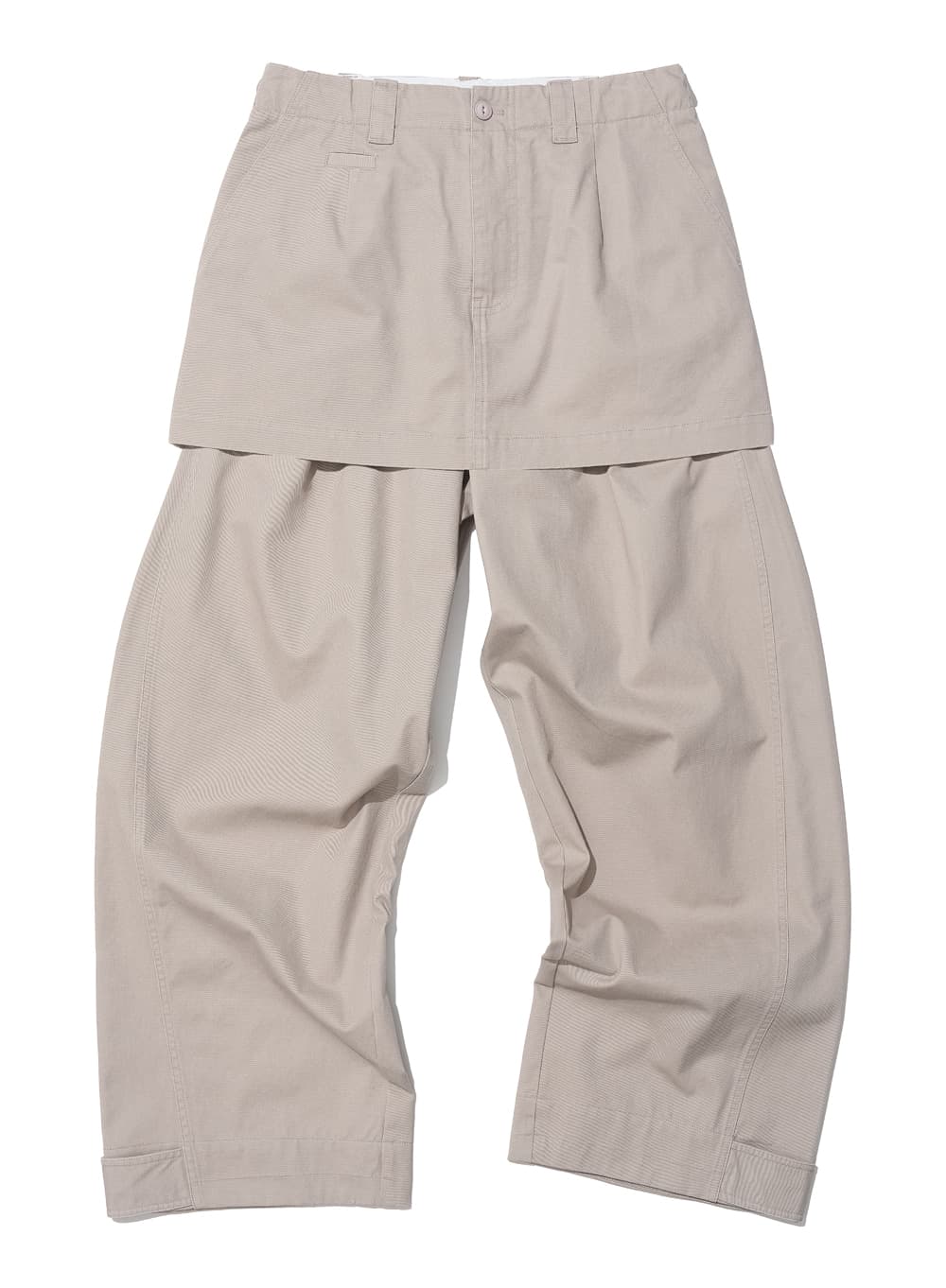 DETACHABLE LAYERED CHINO SKIRT-PANTS_LIGHT BEIGE