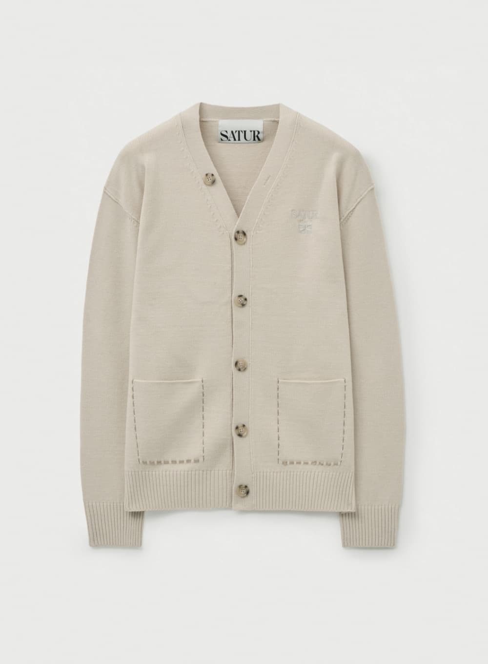 Outline Basic V-Neck Cardigan - Cream