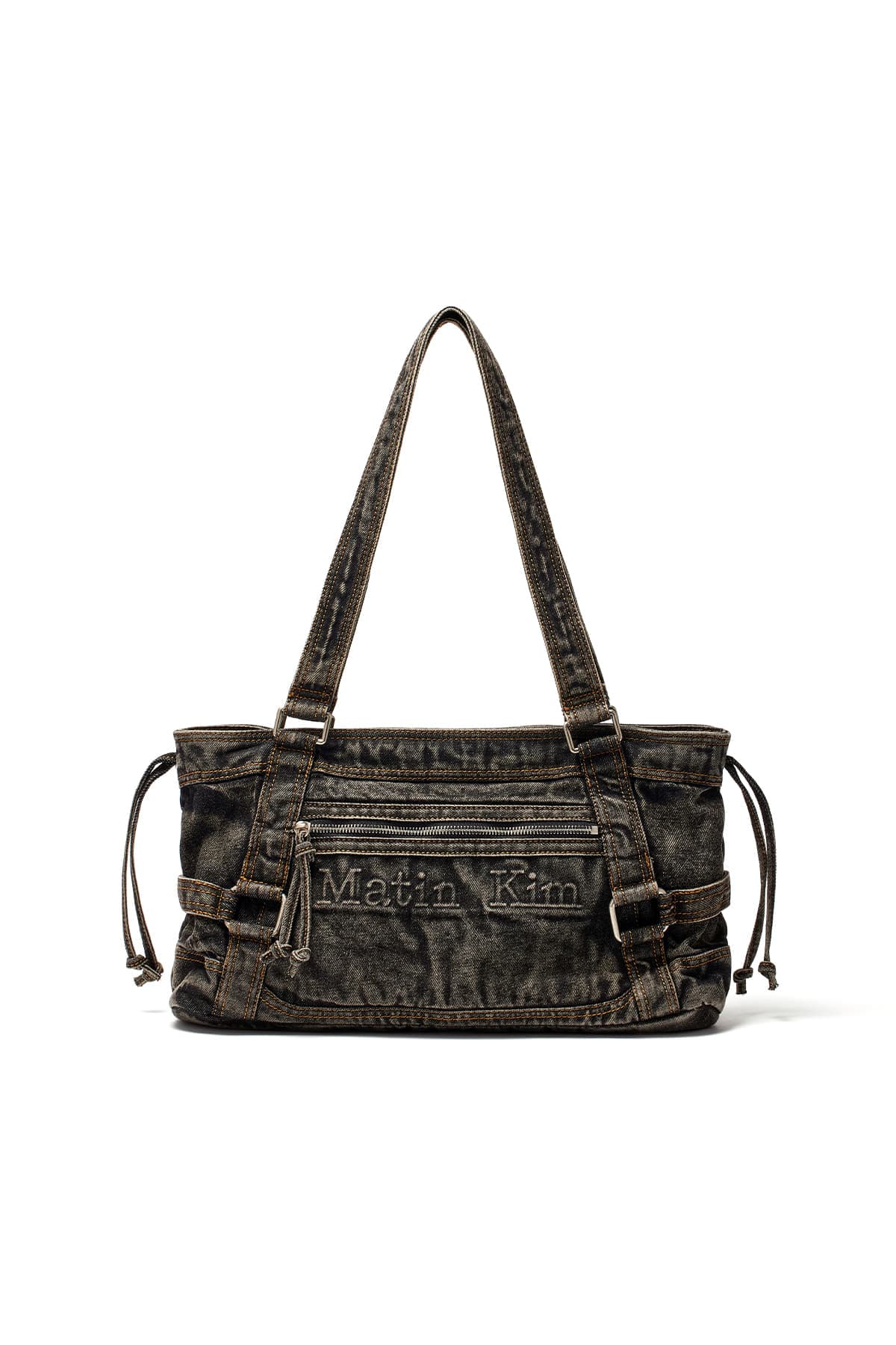 MATIN WASHED DENIM SQUARE BAG IN BLACK