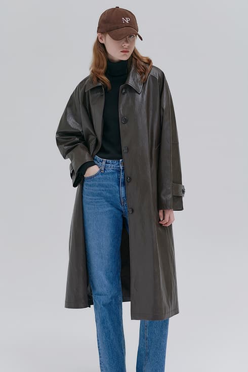 23FN leather trench coat [BR]