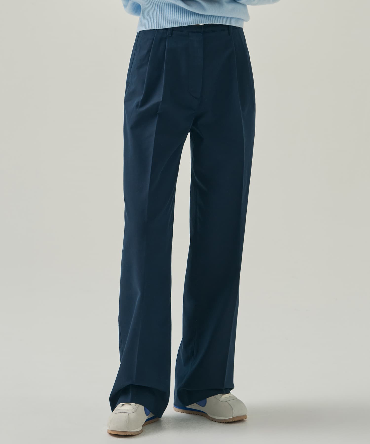 투 턱 와이드 치노 팬츠 [NAVY]