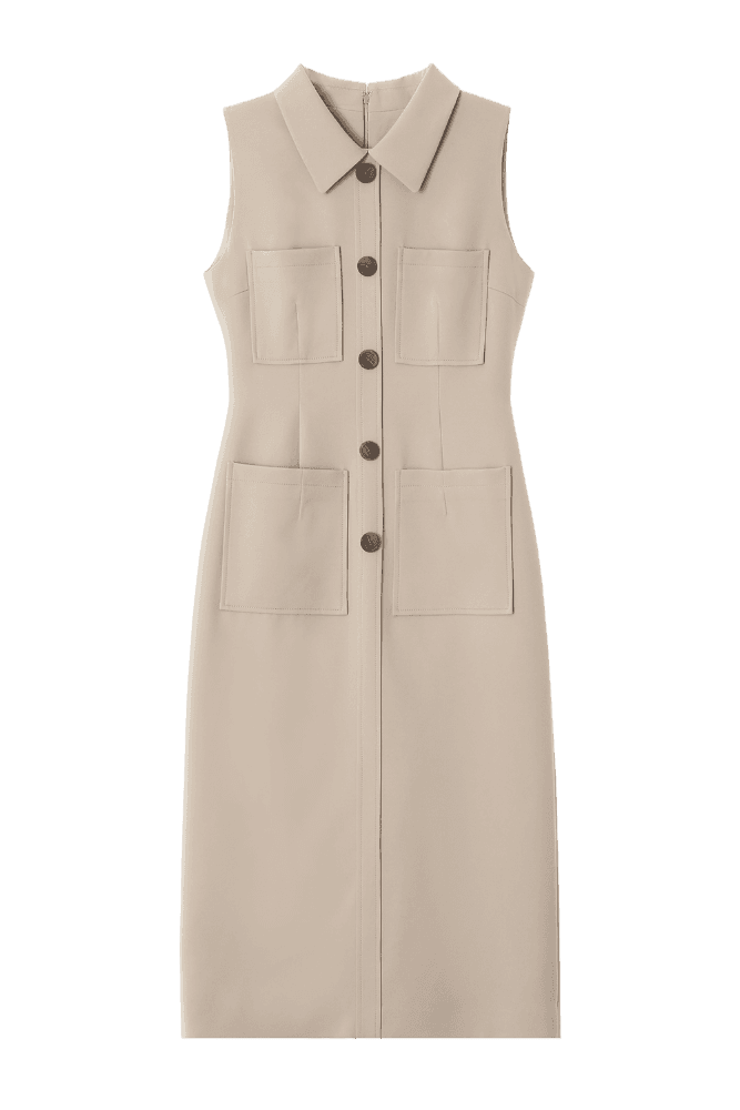 Urban Pocket Long Dress (Beige)