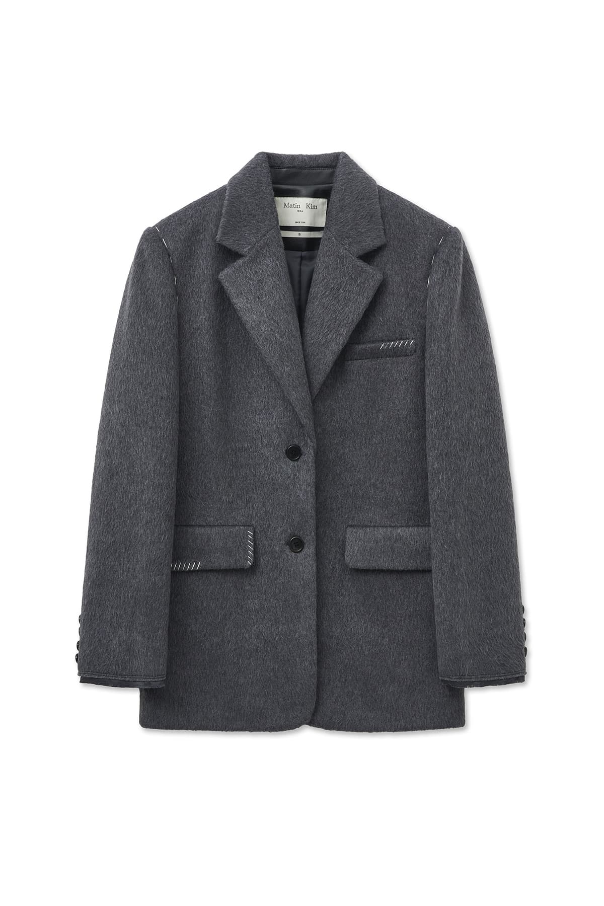 HAIRY OVERFIT STITCH SINGLE JACKET IN GREY
