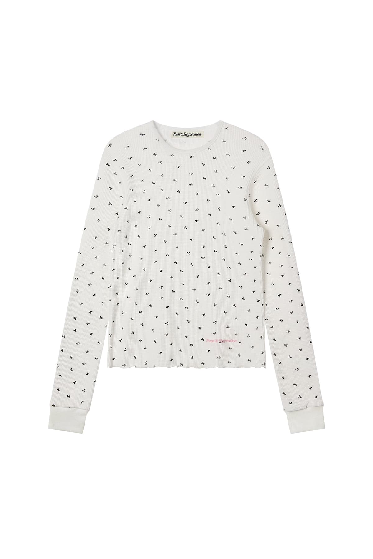 LOGO PATTERN WAFFLE TOP - IVORY