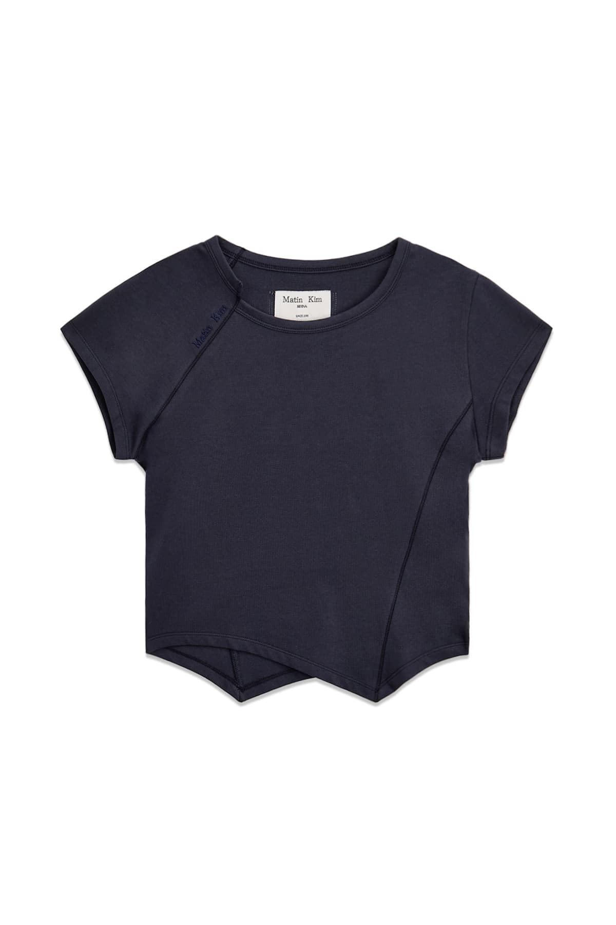 TWIST POINT SLIM TOP IN DARK NAVY