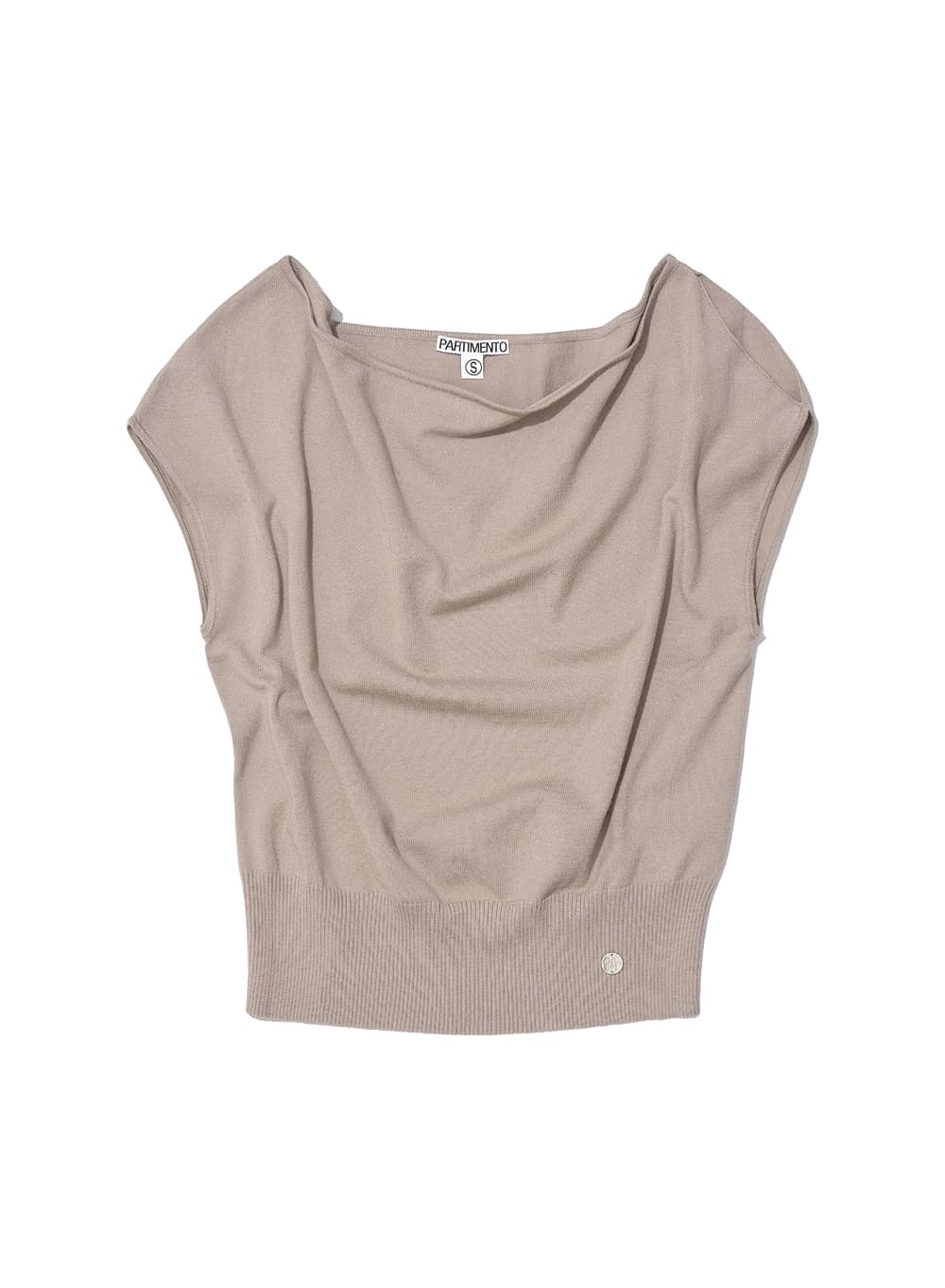 SLIT OFF-SHOULDER KNIT TOP_BEIGE