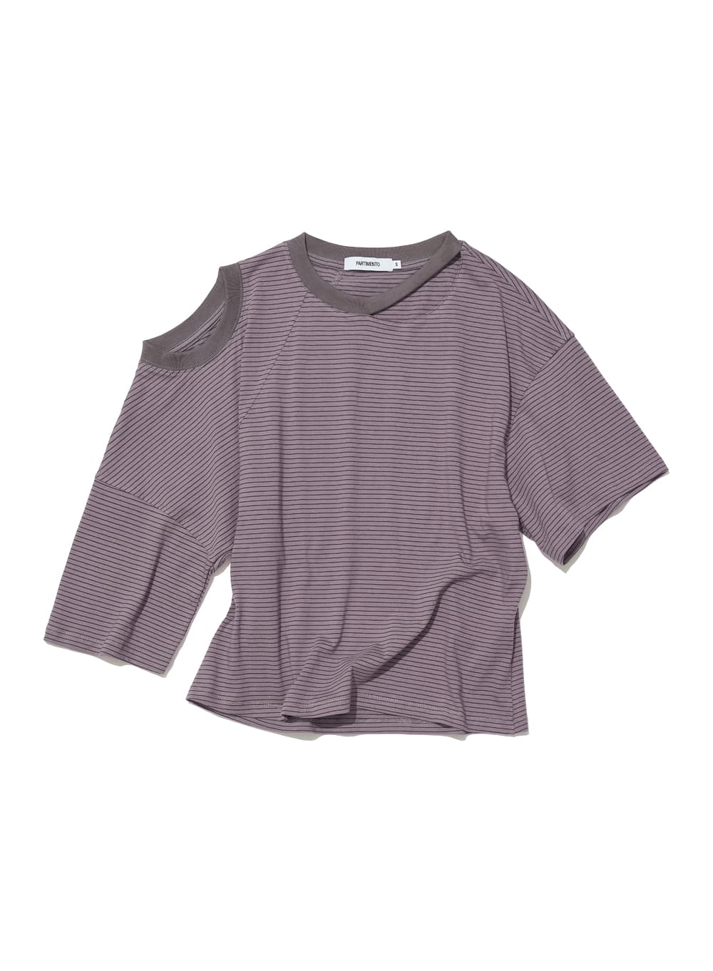 2WAY CUT-OUT DECONSTRUCTED TOP_PLUM STRIPE