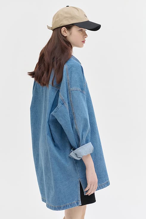 25SN denim long shirts jacket [BL]