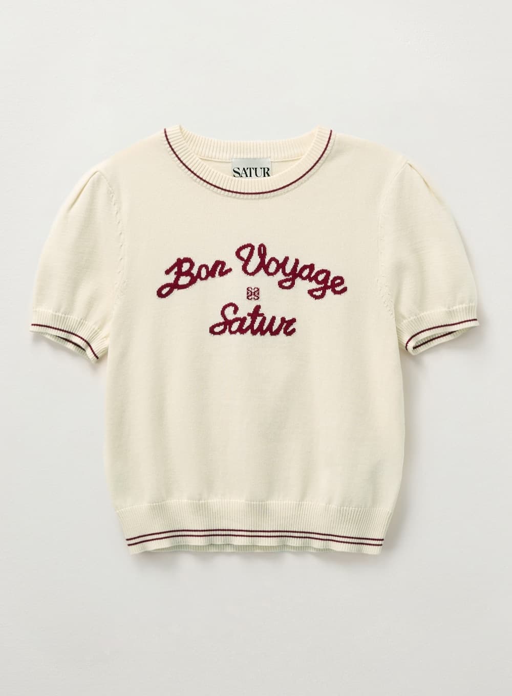 (W) Bon Voyage Puff Knit - Cream Burgundy