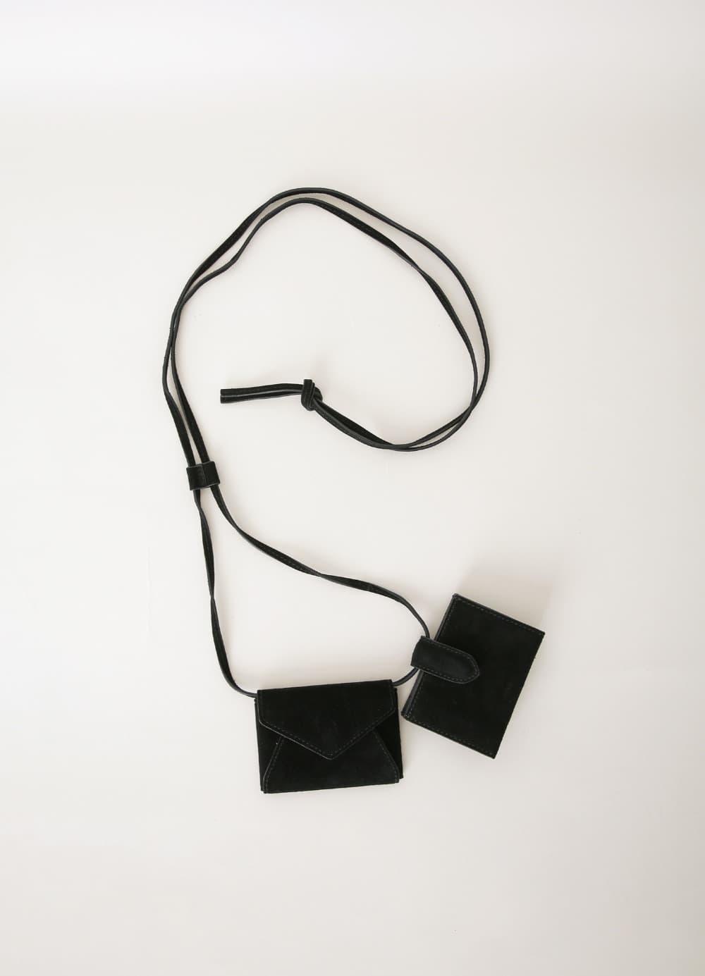 Suede Mini Wallet Belt Bag - Black