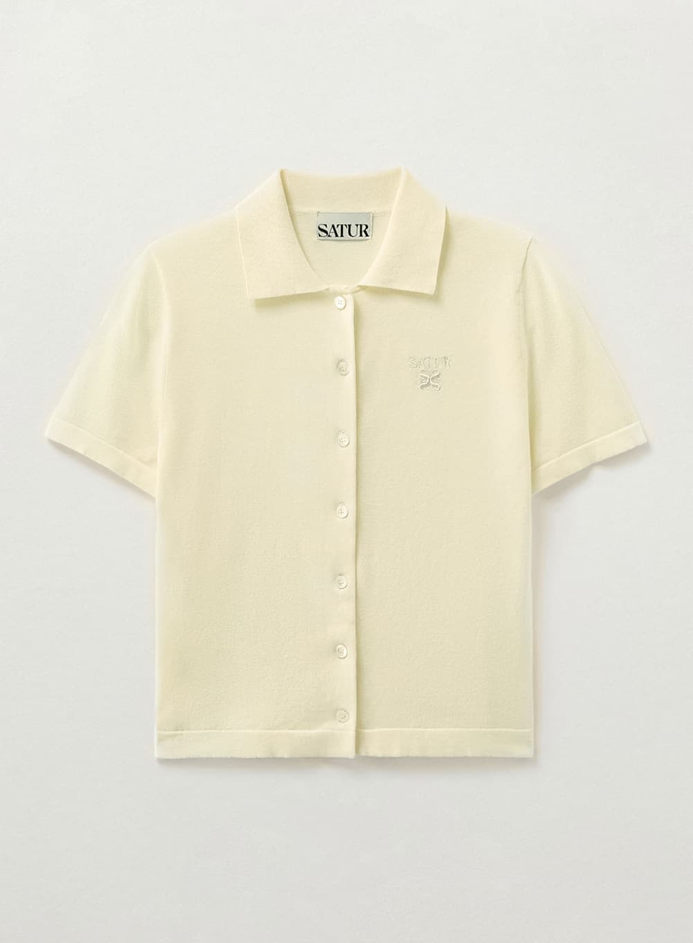 (W) Light Weight Collar Half Cardigan - Cream