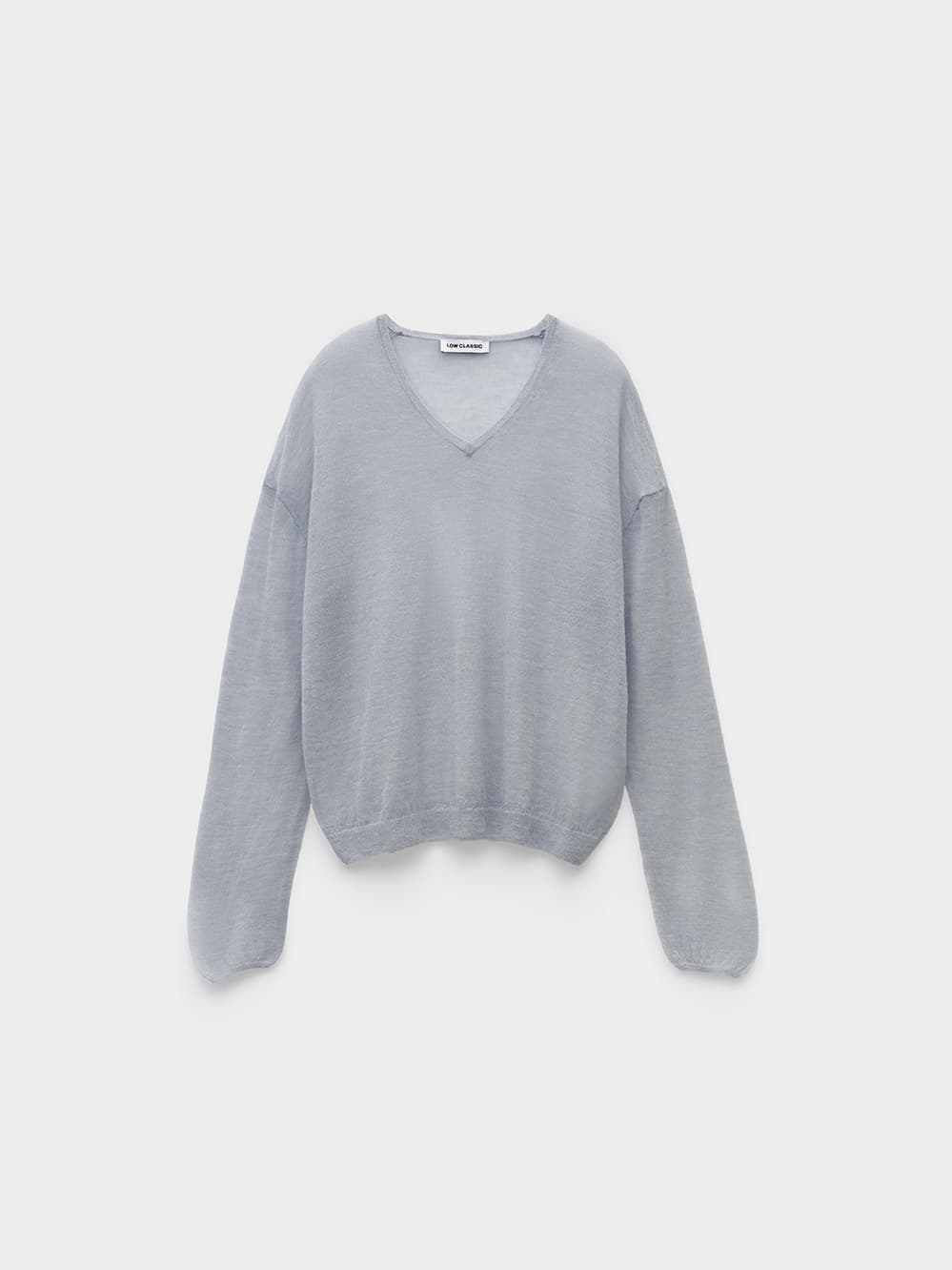 See-Through V-Neck Knit Pullover_Grey
