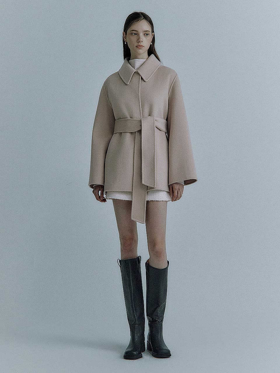 Iris silk-cashmere short coat_Beige