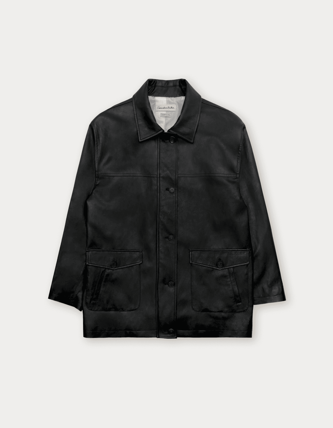 Pesto Half Leather Jacket - Black