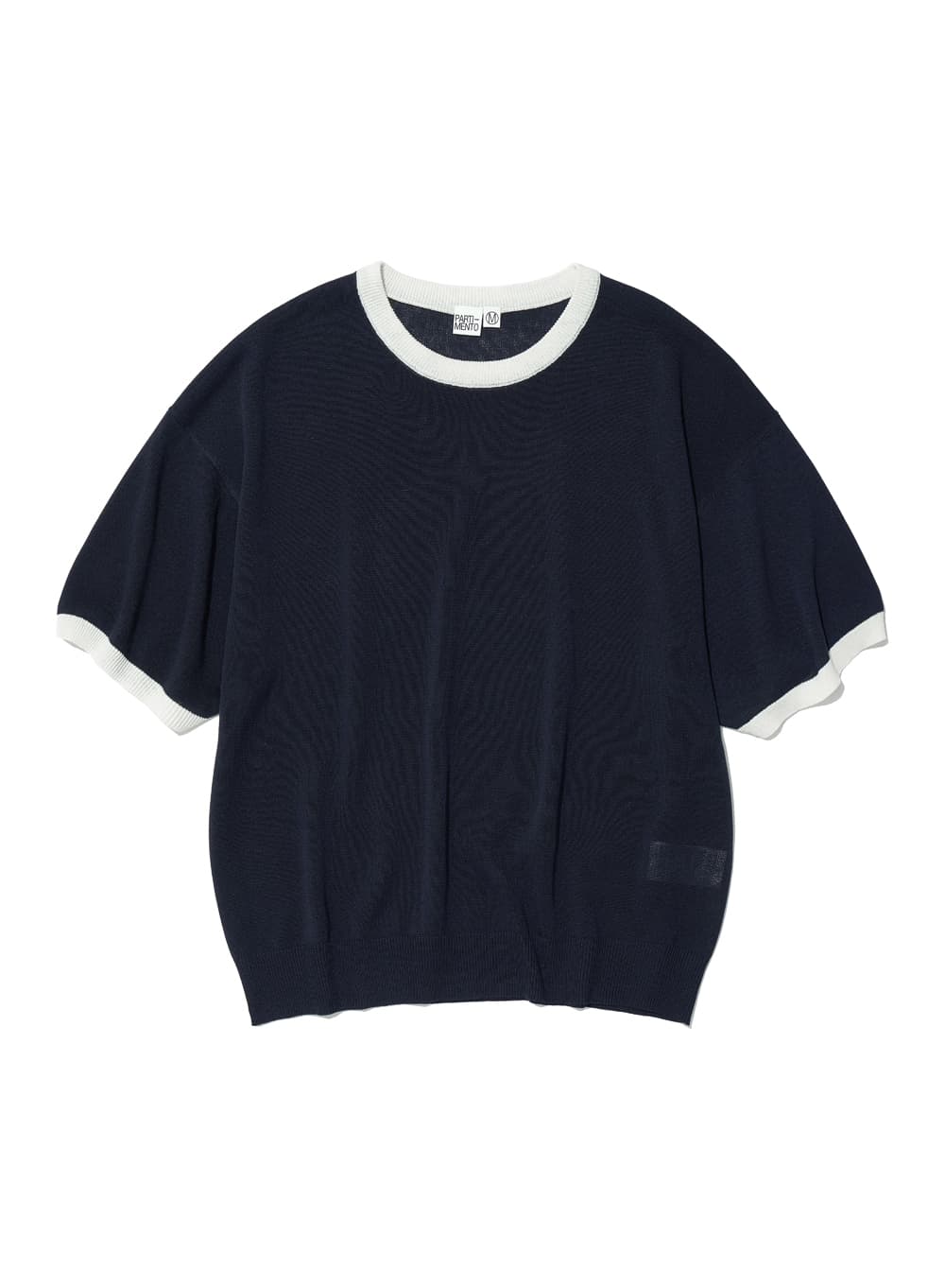LINEN OVERSIZED RINGER CREWNECK KNIT_NAVY
