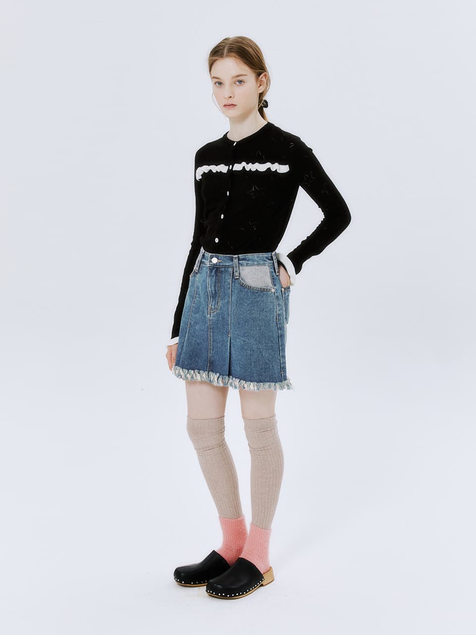 DENIM FRINGE SKIRT (VINTAGE)