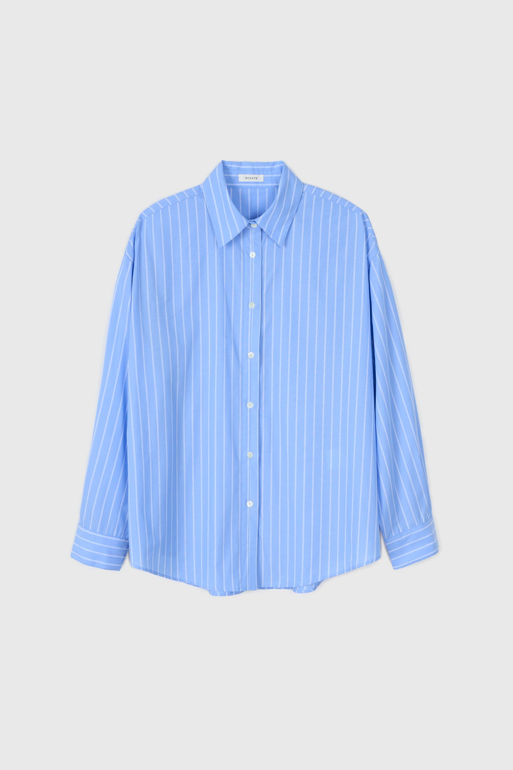 Cotton Loose Stripe Shirt (Sky Blue)