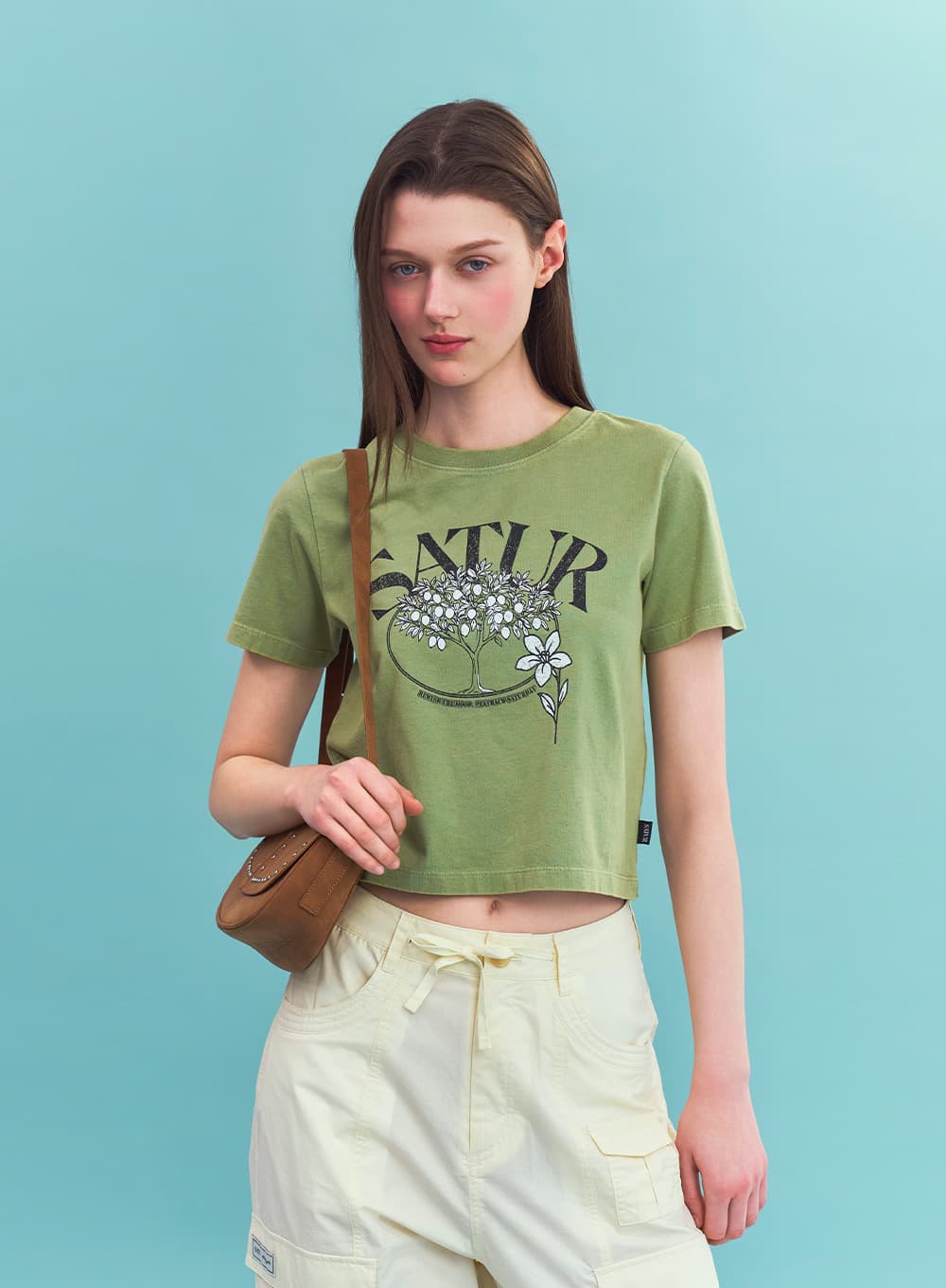 (W) Citron Tree Washed T-shirt - Khaki