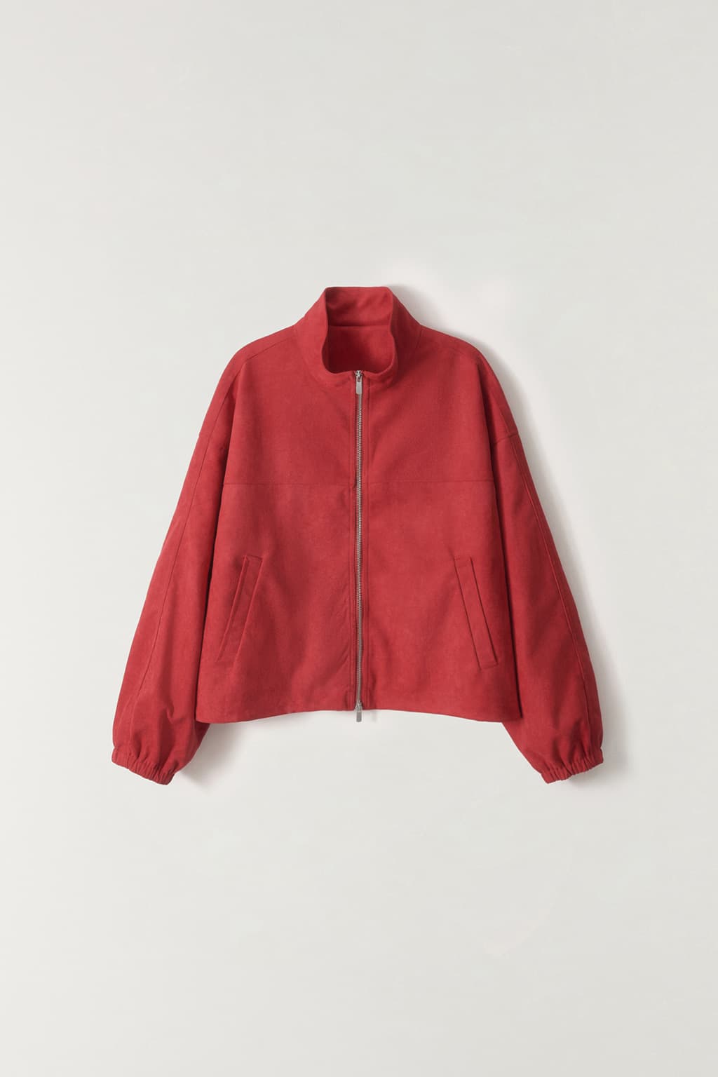 스웨이드 크롭 블루종 RED
