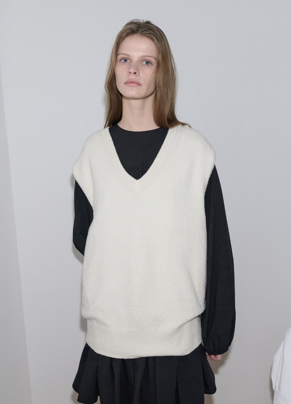 Boucle Knit Vest - Milk Cream