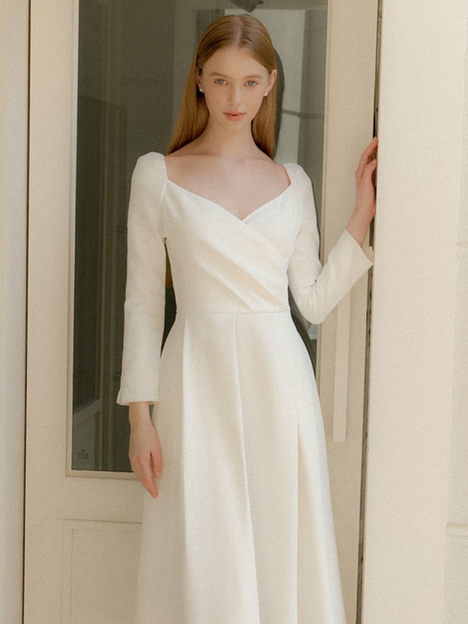 Wrap Double-Tucked Flare Dress / Ivory(3color)