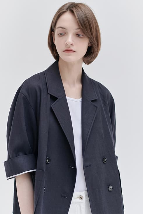 24MN linen crop casual jacket [NA]